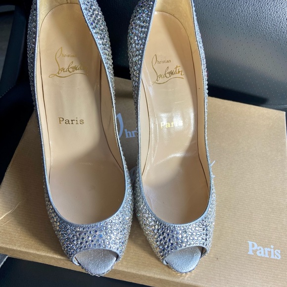 💯 AUTHENTIC CHRISTIAN LOUBOUTIN LADY CLAUDE SHOES STRASS 100 mm size 37.5 - Picture 4 of 13